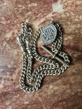 Load image into Gallery viewer, c. 1918 Silver Curb Chain Necklace & AEI Locket