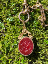 Load image into Gallery viewer, c. 1900 Bloodstone Heron and Carnelian Intaglio Fob