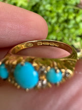 Load image into Gallery viewer, c. 1900 Turquoise, Diamond & 18ct Gold Ring