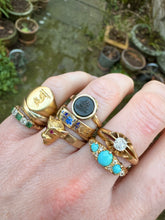 Load image into Gallery viewer, c. 1900 Turquoise, Diamond & 18ct Gold Ring