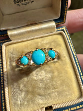 Load image into Gallery viewer, c. 1900 Turquoise, Diamond & 18ct Gold Ring