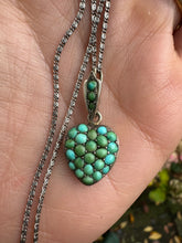 Load image into Gallery viewer, c. 1890 Turquoise Heart Pendant & Chain