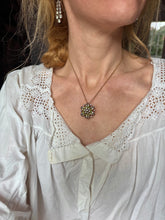 Load image into Gallery viewer, c. 1890 Demantoid Garnet and Diamond Briar Rose Pendant or Brooch