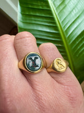 Load image into Gallery viewer, c. 1939 18ct and Bloodstone Intaglio Signet Ring