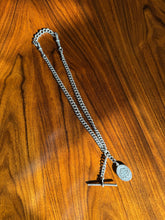 Load image into Gallery viewer, c. 1918 Silver Curb Chain Necklace & AEI Locket
