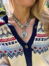 Load image into Gallery viewer, c. 1880 Silver Book Chain Collar Necklace & Button Locket