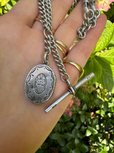 Load image into Gallery viewer, c. 1918 Silver Curb Chain Necklace & AEI Locket