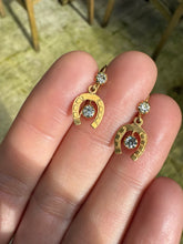 Load image into Gallery viewer, c. 1930 9ct and Paste Horseshoe Earrings