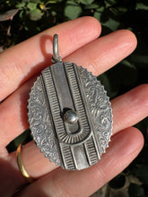 Load image into Gallery viewer, c. 1880 Silver Book Chain Collar Necklace & Button Locket