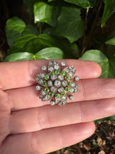 Load image into Gallery viewer, c. 1890 Demantoid Garnet and Diamond Briar Rose Pendant or Brooch