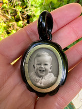 Load image into Gallery viewer, C. 1870 Whitby Jet Open Back Locket Pendant