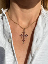 Load image into Gallery viewer, c. 1820 Georgian Gold, Garnet and Pearl Cross Pendant