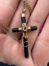 Load image into Gallery viewer, c. 1860 Onyx & 9ct Stanhope Cross Pendant