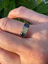 Load image into Gallery viewer, c. 1915 Old Mine Cut Diamond and Sapphire Ring