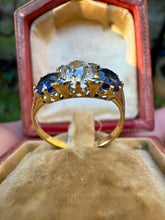Load image into Gallery viewer, c. 1915 Old Mine Cut Diamond and Sapphire Ring