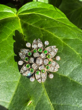 Load image into Gallery viewer, c. 1890 Demantoid Garnet and Diamond Briar Rose Pendant or Brooch