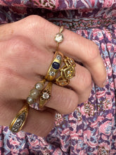 Load image into Gallery viewer, c. 1890 18ct Sapphire and Old Mine Cut Diamond Gypsy Ring