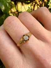 Load image into Gallery viewer, Antique 14ct Gold Old Mine Cut Floral Set Diamond Solitaire Ring