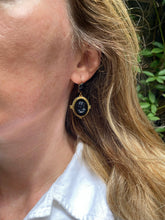 Load image into Gallery viewer, c. 1880 Jet Glass and Gilt Cameo Earrings