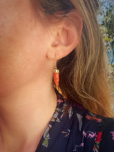 Load image into Gallery viewer, Victorian Coral Horse Head Parasol Drop Earrings