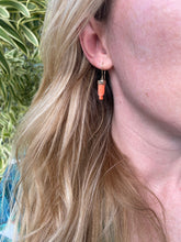 Load image into Gallery viewer, Victorian Coral Horse Head Parasol Drop Earrings