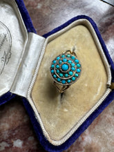 Load image into Gallery viewer, C 1870 Turquoise Pave Target Ring for S