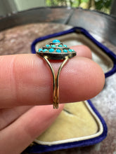 Load image into Gallery viewer, C 1870 Turquoise Pave Target Ring for S