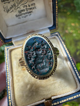 Load image into Gallery viewer, c. 1910 Bloodstone Intaglio Signet Ring
