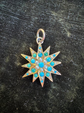 Load image into Gallery viewer, c. 1890 9ct Turquoise & Pearl Starburst Pendant