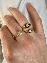 Load image into Gallery viewer, Antique 14ct Gold Old Mine Cut Floral Set Diamond Solitaire Ring