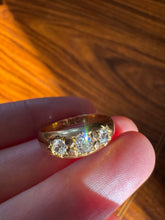 Load image into Gallery viewer, c. 1895 18ct Gold 3 Stone Old Mine Cut Gypsy Ring 
