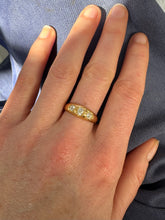 Load image into Gallery viewer, c. 1895 18ct Gold 3 Stone Old Mine Cut Gypsy Ring 