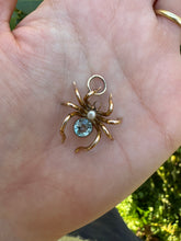 Load image into Gallery viewer, c. 1910 Aquamarine & Pearl Spider Pendant