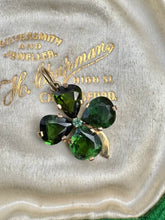 Load image into Gallery viewer, c. 1930 Tourmaline and 14ct Gold Four Leaf Clover Pendant