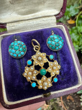 Load image into Gallery viewer, c. 1880 Turquoise Pavé Earrings