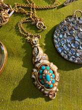 Load image into Gallery viewer, c. 1880 Gold, Silver, Turquoise, Pearl & Enamel Pendant Necklace