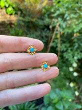 Load image into Gallery viewer, Antique 15ct Gold, Pearl & Turquoise Earrings