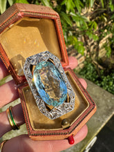 Load image into Gallery viewer, c. 1930 Massive Aquamarine and Diamond Cocktail Ring