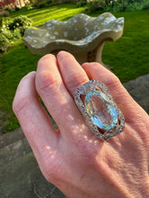 Load image into Gallery viewer, c. 1930 Massive Aquamarine and Diamond Cocktail Ring