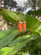 Load image into Gallery viewer, Victorian Coral Horse Head Parasol Drop Earrings
