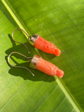 Load image into Gallery viewer, Victorian Coral Horse Head Parasol Drop Earrings