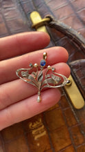 Load and play video in Gallery viewer, Edwardian/Art Nouveau Sapphire, Diamond & Pearl Lavaliere Pendant