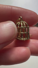 Load and play video in Gallery viewer, c. 1915 9ct Gold Birdcage Charm