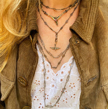 Load image into Gallery viewer, c. 1890 Antique French Silver Long Guard Chain