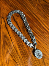 Load image into Gallery viewer, c. 1880 Silver Book Chain Collar Necklace &amp; Button Locket
