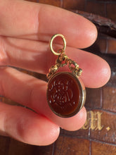 Load image into Gallery viewer, c. 1900 Bloodstone Heron and Carnelian Intaglio Fob
