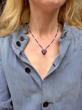 Load image into Gallery viewer, c. 1880 9ct Gold, Enamel and Seed Pearl Chain and Amethyst Cabochon
