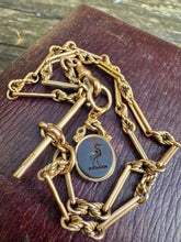 Load image into Gallery viewer, c. 1900 Bloodstone Heron and Carnelian Intaglio Fob
