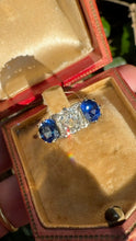 Load image into Gallery viewer, c. 1915 Old Mine Cut Diamond and Sapphire Ring

