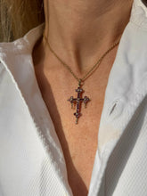 Load image into Gallery viewer, c. 1820 Georgian Gold, Garnet and Pearl Cross Pendant
